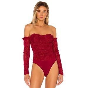 MAJORELLE Gio Bodysuit in Cranberry Red REVOLVE